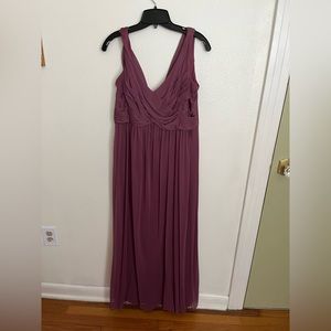 Plum covered bridesmaid dress from David’s Bridal.